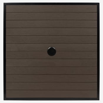 Aluminum Outdoor Table in Black Finish and Dark Walnut Faux Teak