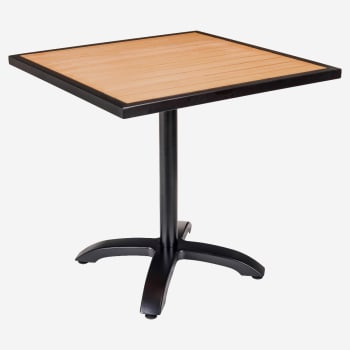 Metro Outdoor Table in Black Finish with and Natural Faux Teak