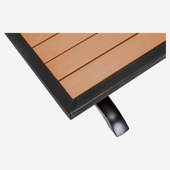 Metro Outdoor Table in Black Finish with and Natural Faux Teak