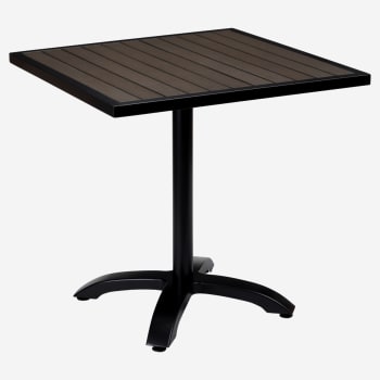Metro Outdoor Table in Black Finish with Dark Walnut Faux Teak