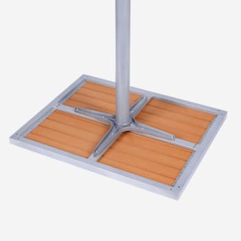 Metro Outdoor Table in Silver Finish with Natural Faux Teak