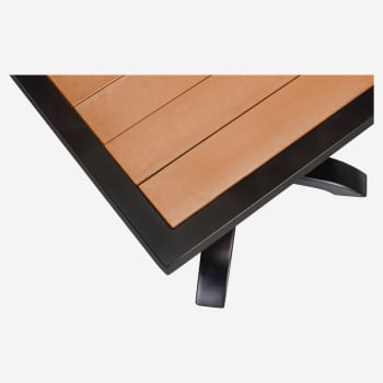 Metro Outdoor Bar Table in Black Finish with and Natural Faux Teak