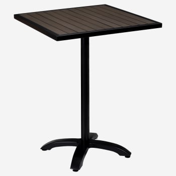 Metro Outdoor Bar Table in Black Finish with Dark Walnut Faux Teak