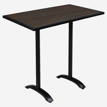Metro Outdoor Bar Table in Black Finish with Dark Walnut Faux Teak