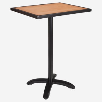 Metro Outdoor Bar Table in Black Finish with and Natural Faux Teak