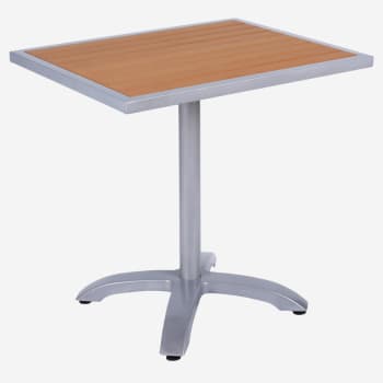 Metro Outdoor Table in Silver Finish with Natural Faux Teak