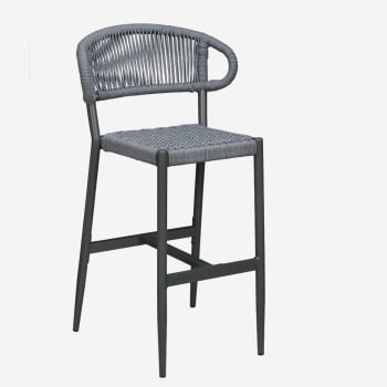 Marina Aluminum Outdoor Bar Stool in Slate Gray Rope