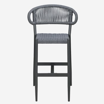Marina Aluminum Outdoor Bar Stool in Slate Gray Rope