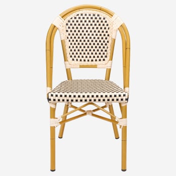 Aluminum Bamboo Patio Chair with Black and Cream Rattan