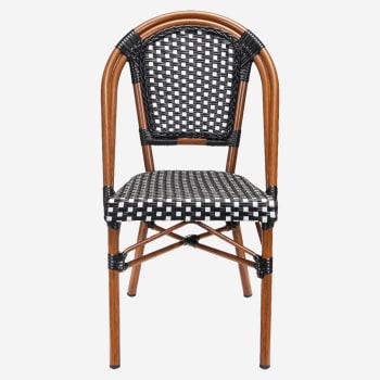 Aluminum Bamboo Patio Chair with Black & White Rattan