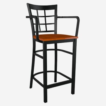 Window Back Metal Bar Stool With Arms