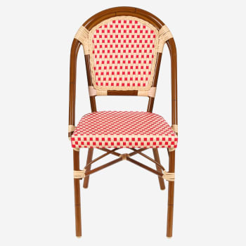 Aluminum Bamboo Chair With Red & Cream Rattan