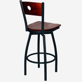 Metal Swivel Bar Stool with a Wood Back - Circle
