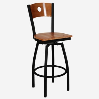 Metal Swivel Bar Stool with a Wood Back - Circle
