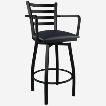 Swivel Ladder Back Metal Bar Stool With Arms