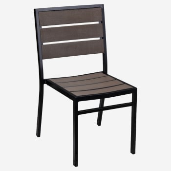 Metro Chair in Black Finish and Dark Walnut Faux Teak