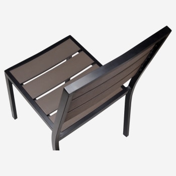 Metro Chair in Black Finish and Dark Walnut Faux Teak