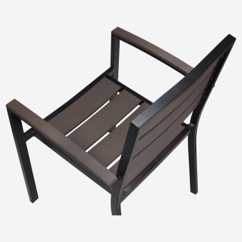 Metro Arm Chair in Black Finish and Dark Walnut Faux Teak