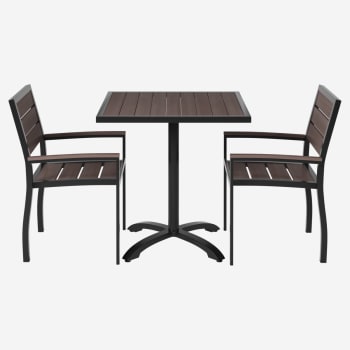 Black & Dark Walnut Patio Dining Set with Armchairs