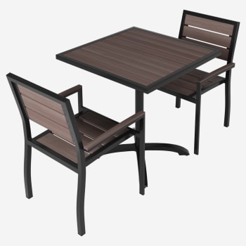 Black & Dark Walnut Patio Dining Set with Armchairs