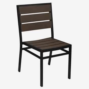 Metro Chair in Black Finish and Dark Walnut Faux Teak