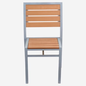 Metro Chair in Silver Finish and Natural Faux Teak
