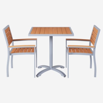  Set of Grey Heavy Duty Aluminum Armchairs with Table