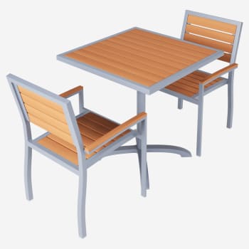  Set of Grey Heavy Duty Aluminum Armchairs with Table