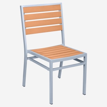 Metro Chair in Silver Finish and Natural Faux Teak