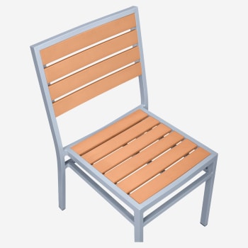 Metro Chair in Silver Finish and Natural Faux Teak