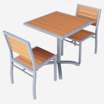 Set of Grey Heavy Duty Aluminum Side Chairs with Table