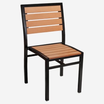 Metro Chair in Black Finish and Natural Faux Teak