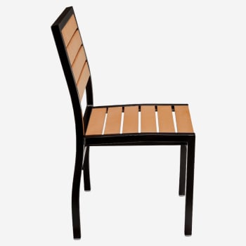 Metro Chair in Black Finish and Natural Faux Teak