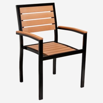 Metro Arm Chair in Black Finish and Natural Faux Teak