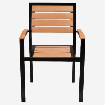 Metro Arm Chair in Black Finish and Natural Faux Teak