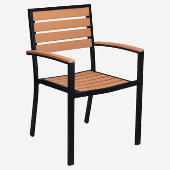 Metro Arm Chair in Black Finish and Natural Faux Teak