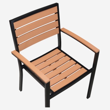 Metro Arm Chair in Black Finish and Natural Faux Teak