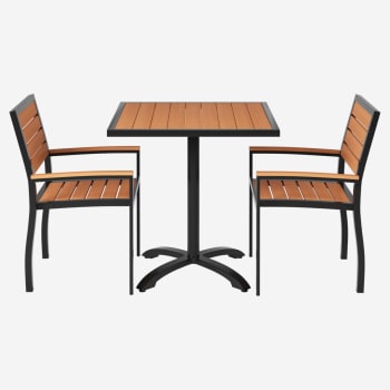  Set of Black Heavy Duty Aluminum Armchairs with Table