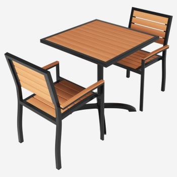  Set of Black Heavy Duty Aluminum Armchairs with Table