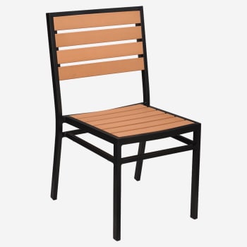 Metro Chair in Black Finish and Natural Faux Teak