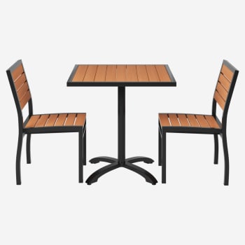 Set of Black Heavy Duty Aluminum Patio Chairs with Table