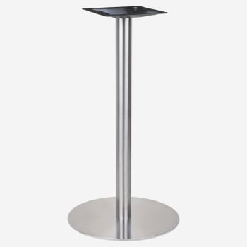 Brushed Silver Round Stainless Steel Table Base - Bar Height