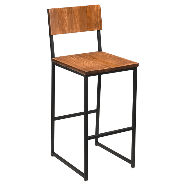 Indy Metal Bar Stool with Wood Back Interior
