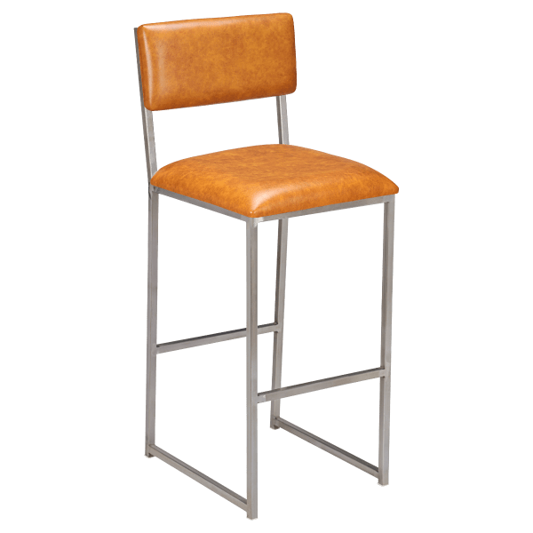 Indy Metal Bar Stool with Clear Coated Finish and Padded Back Interior