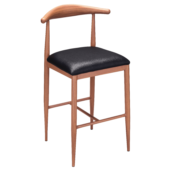 Nara Wood Grain Bar Stool in Walnut Finish with Black Vinyl Seat Interior