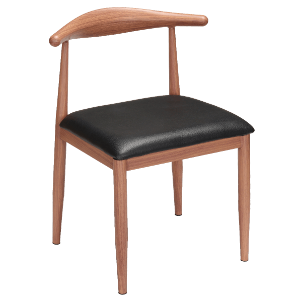 Nara Wood Grain Chair in Walnut Finish with Black Vinyl Seat Interior