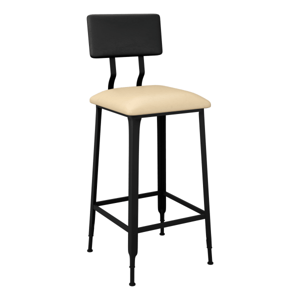 Massello Industrial Series Black Metal Bar Stool with Padded Back Interior