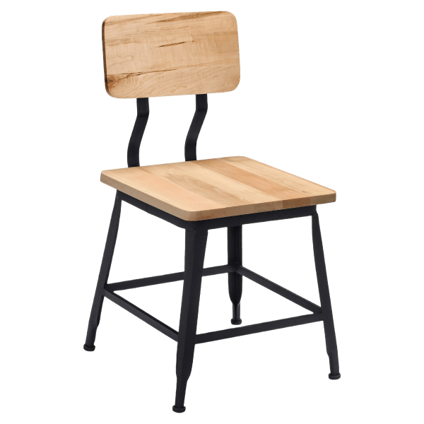 Massello Industrial Series Black Metal Chair with Wood Back Interior