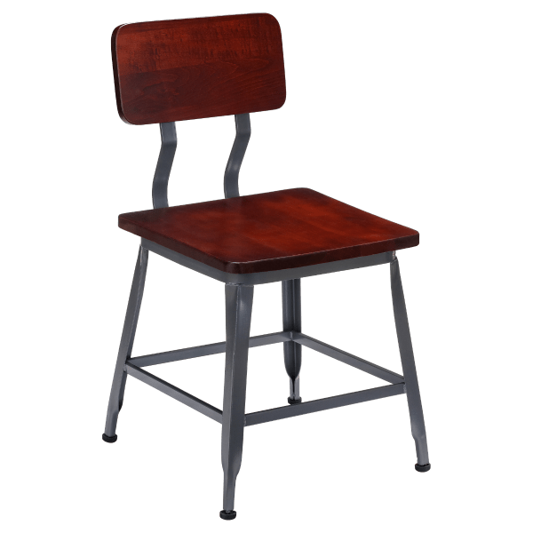 Massello Dark Grey Industrial Style Metal Chair with Wood Back Interior