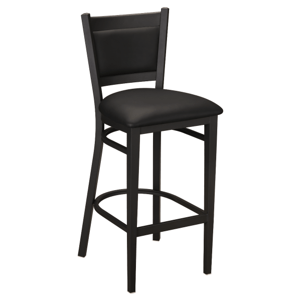 Black Vinyl Padded Back Metal Bar Stool Interior